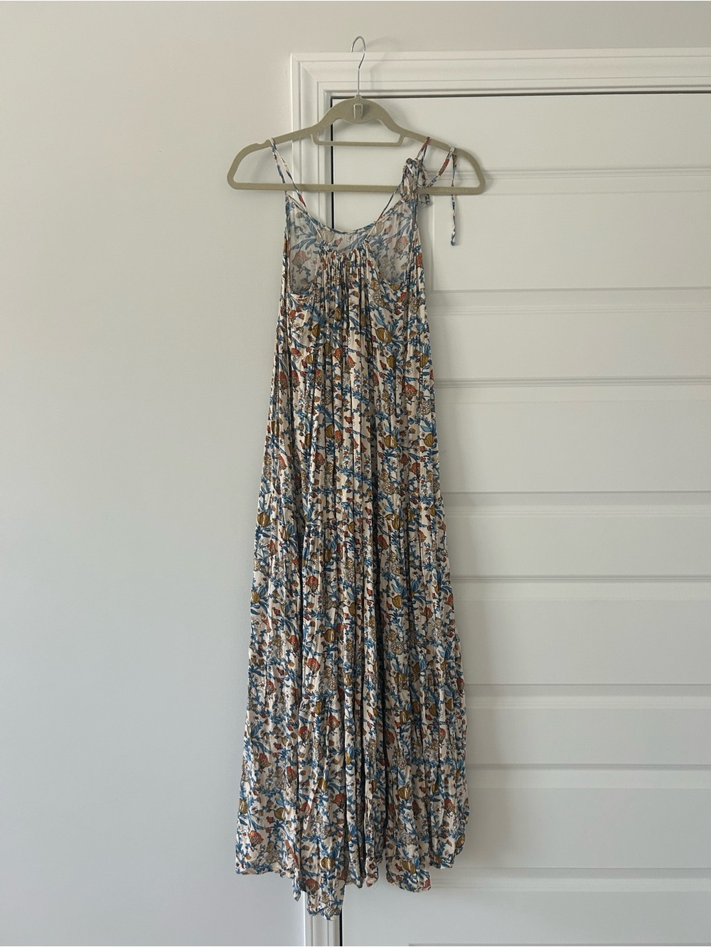 NATURAL LIFE Festival Boho Cream Maxi Dress with Blue and Mustard Floral Print - Picture 3 of 5